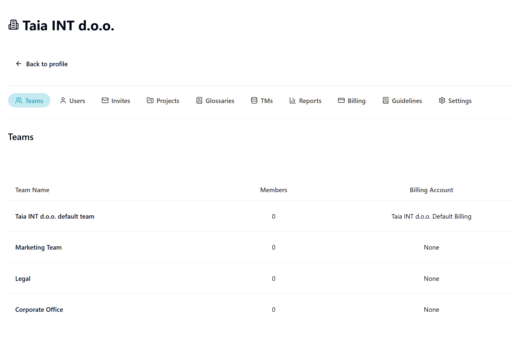 Taia team management with role-based access and multi-team collaboration